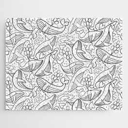 Humpback Whales Black And White Pattern Jigsaw Puzzle