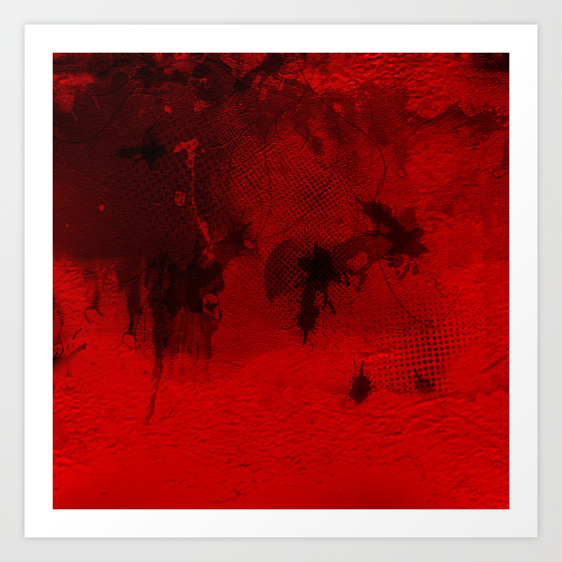 Modern Contemporary Red And Black Abstract Art Art Print By