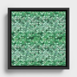 Green Mermaid Pattern Glam Framed Canvas