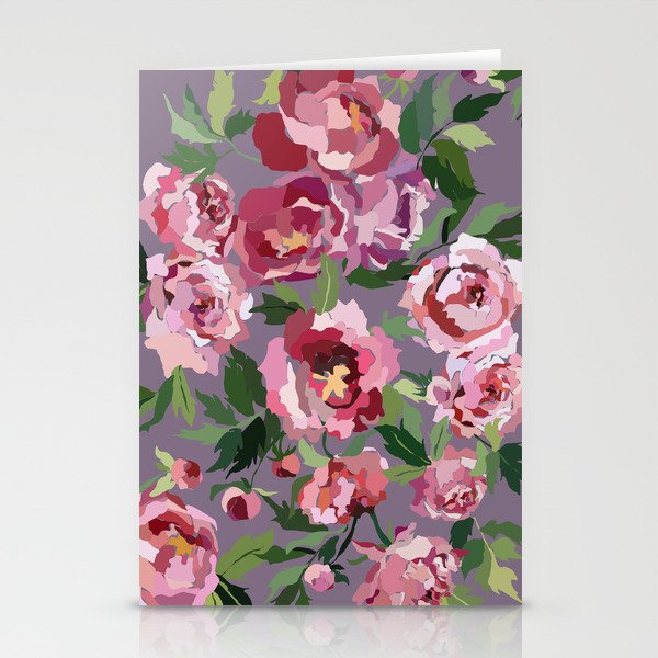 Happy peony lilac background Stationery Cards