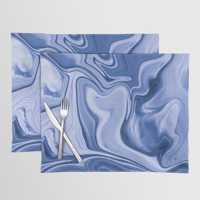 Blue Liquid Marble Abstract Placemat