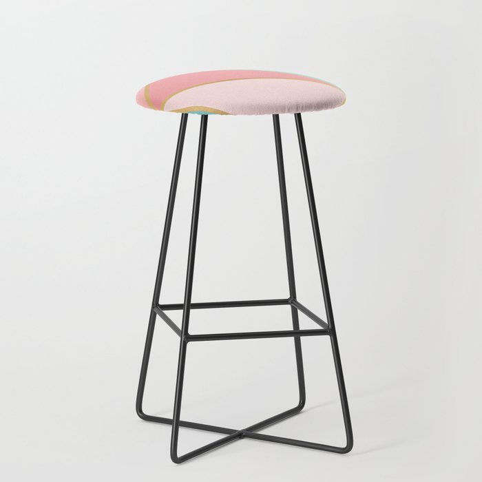 Rose Gold / Blue Triangles Bar Stool