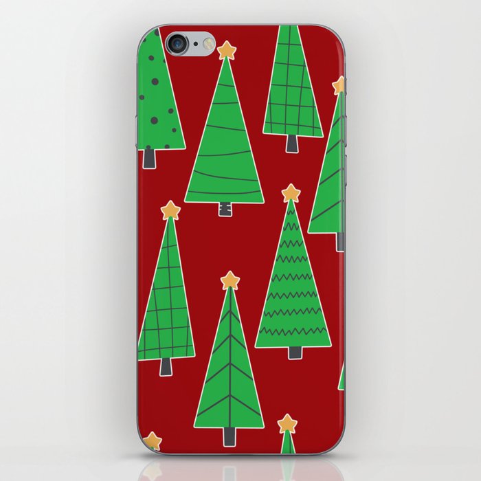 christmas trees in red iPhone Skin
