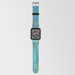 Turquoise Gold Metallic Marble Stone Apple Watch Band