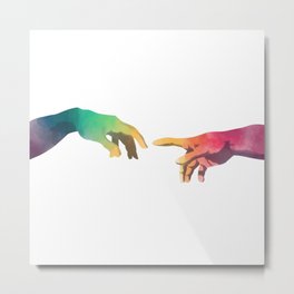 Gay Pride - Creation of Adam Metal Print | Demisexual, Pridemonth, Gayhands, Bisexual, Transgender, Watercolor, Digital, Renaissance, Sapphic, Classicalpainting 