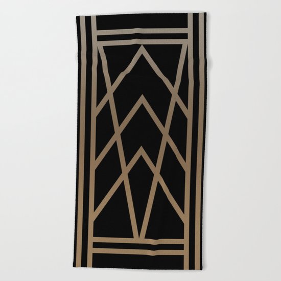 BLACK AND GOLD 2 (abstract art deco geometric) Beach Towel