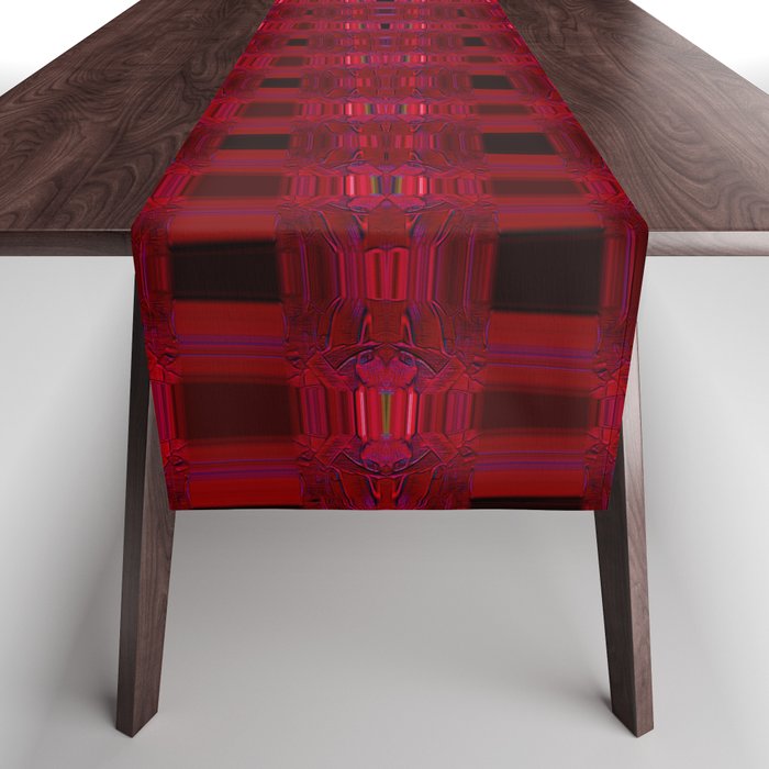 Crimson Red And Black Irregular Pattern Table Runner