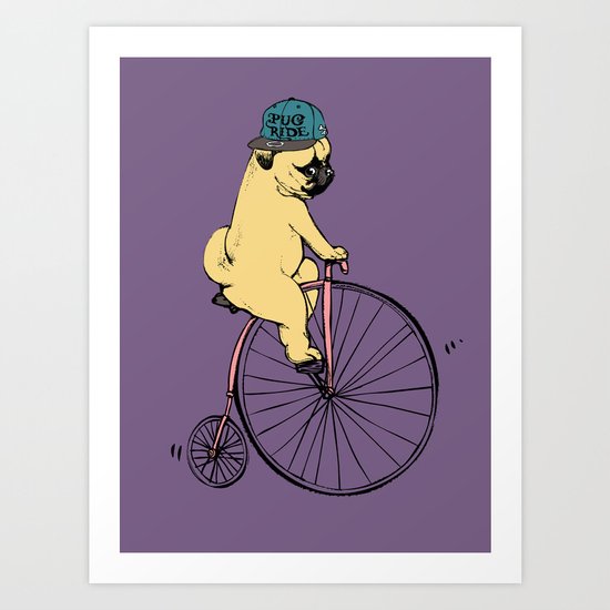 Pug Ride Art Print