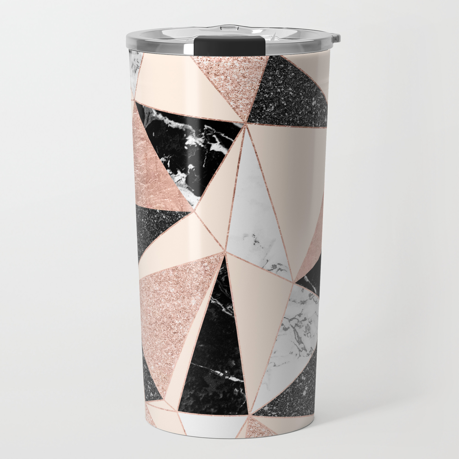Modern Black White Marble Rose Gold Glitter Foil Geometric Abstract Triangles Pattern Travel Mug By Girlytrend Society6 I really dig the black and white thing, but i'm too lazy to make my main blog black and white at this point. modern black white marble rose gold glitter foil geometric abstract triangles pattern travel mug by girlytrend