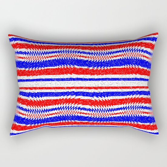 Red White Blue Waving Lines Rectangular Pillow