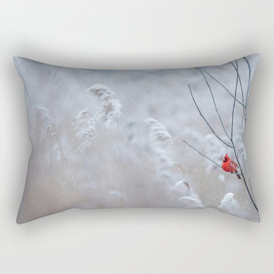 cardinal bird in winter Rectangular Pillow