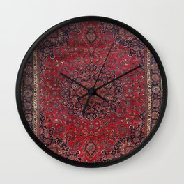 Old Century Persia Authentic Colorful Purple Blue Red Star Blooms Vintage Rug Pattern Wall Clock