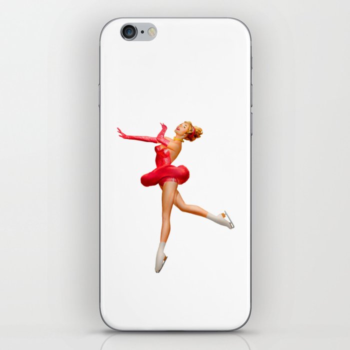 Dancer Pin Up With Red Skirt in Ice Skates iPhone Skin
