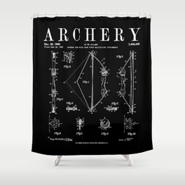Archery Compound Bow Old Vintage Patent Drawing Print Shower Curtain
