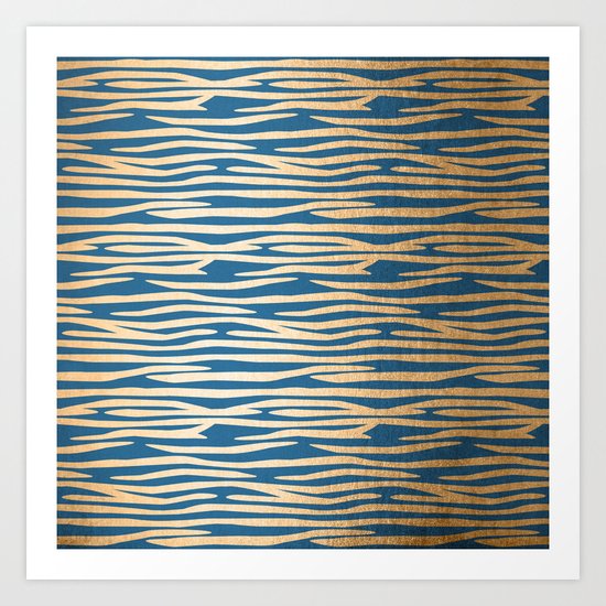 Zebra - Orange Sherbet Shimmer on Saltwater Taffy Teal Art Print