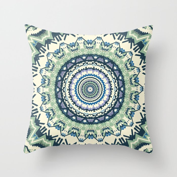 Sage Lavender Mandala Throw Pillow