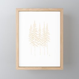 Five Trees (White and Sand) Framed Mini Art Print