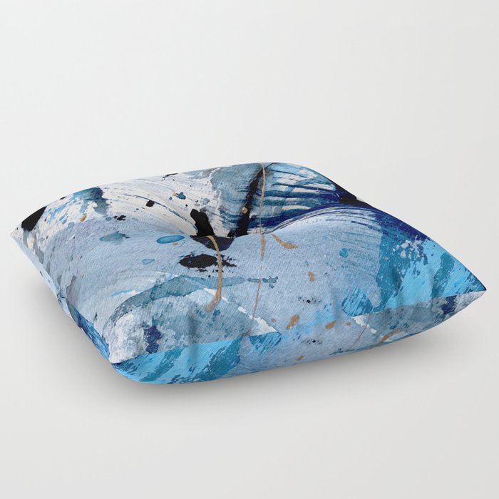 Breathe [2]: colorful abstract in black, blue, purple, gold and white Floor Pillow