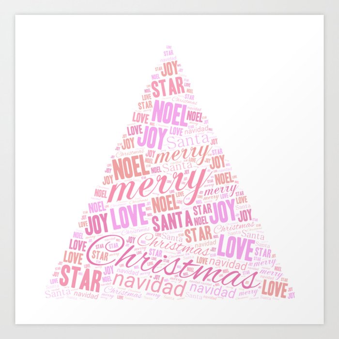Christmas Tree Words Art Print