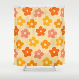 Retro 60s 70s Flowers Pattern Orange #pattern #vintage  Shower Curtain