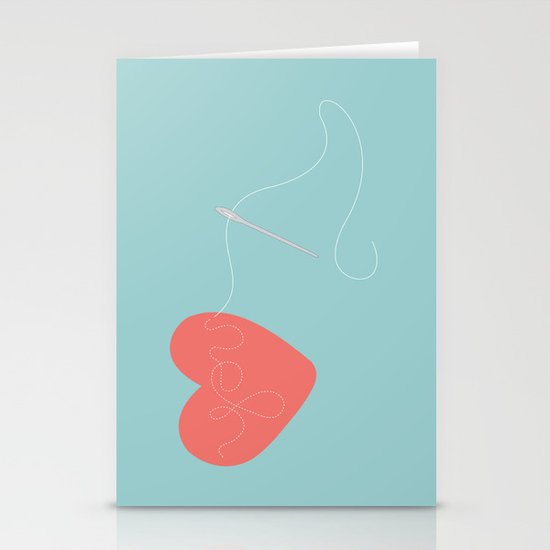 Stitched Heart Stationery Cards