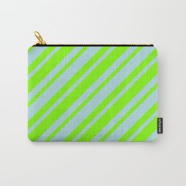 [ Thumbnail: Powder Blue & Chartreuse Colored Lined/Striped Pattern Carry-All Pouch ]