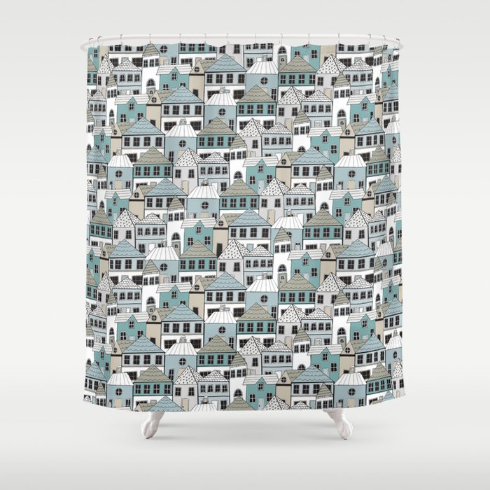 Winter Village of Small Town Shower Curtain