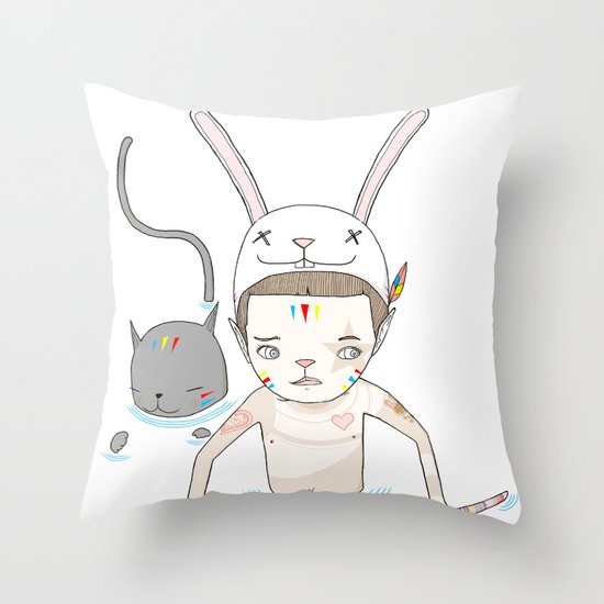 OVER THE BLACK POND Throw Pillow