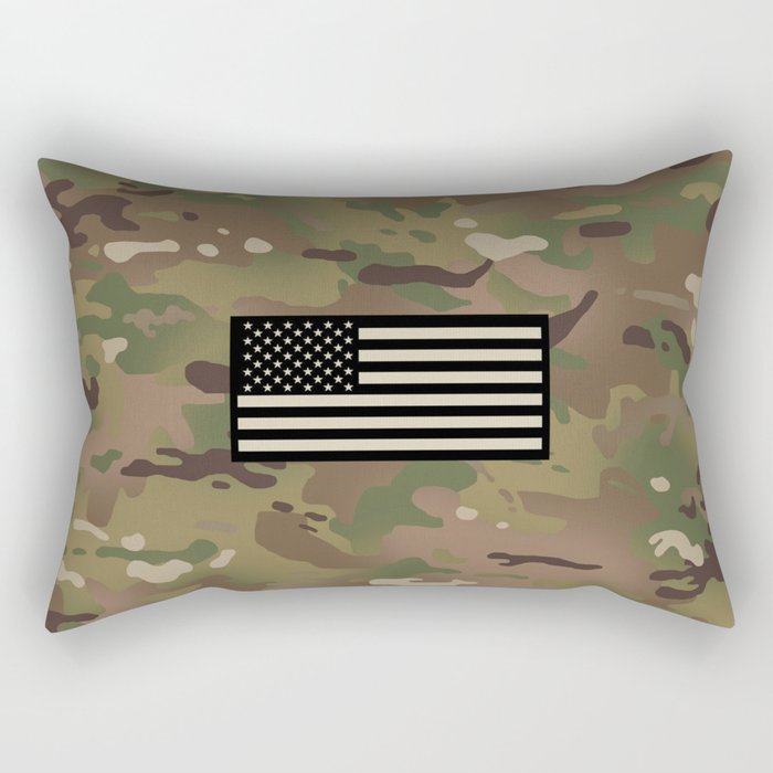 U.S. Flag: Woodland Camouflage Rectangular Pillow