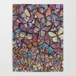 butterflies aflutter rosy pastels version Poster