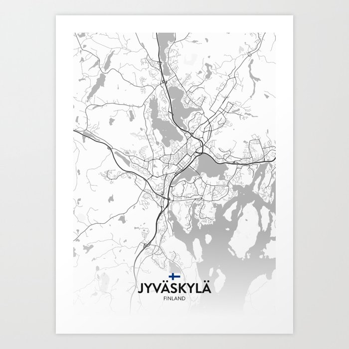 Jyvaskyla, Finland - Light City Map Art Print