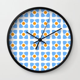 square and circle 11 orange and blue Wall Clock