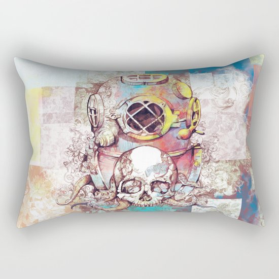 vintage floral skull Rectangular Pillow