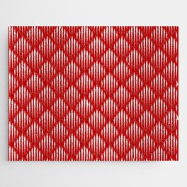 Red and White Abstract Pattern Jigsaw Puzzle