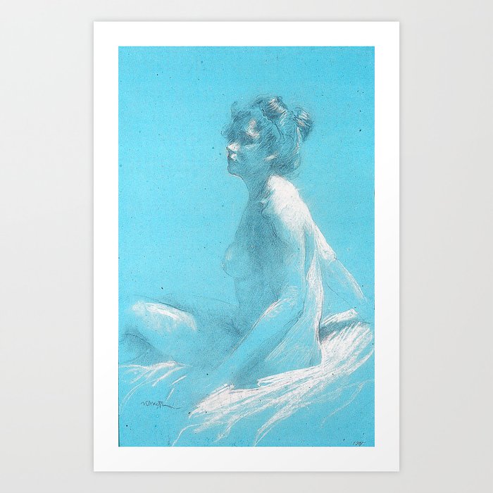 (Nude) Model by Leon Bakst 1905 Sky Blue Art Print