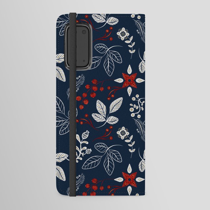 Pastel Wild Flower Folk Pattern Android Wallet Case