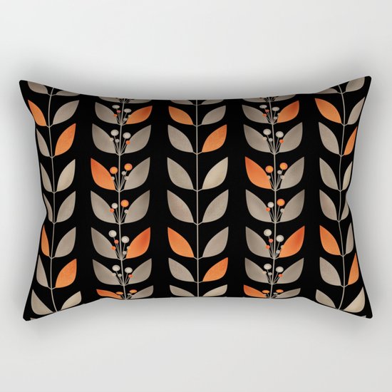 Retro . Berry sprigs on a black background . Rectangular Pillow