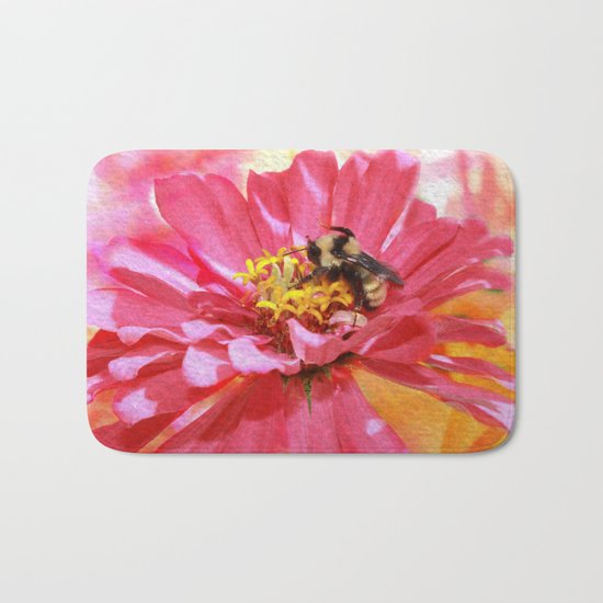 Zinna And Bee Bath Mat