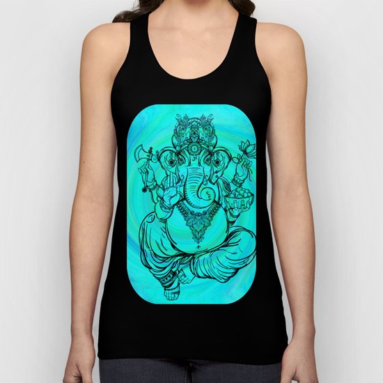 Lord Ganesha on Aqua Spiral Unisex Tank Top