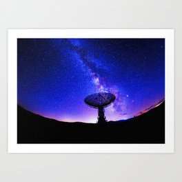 VLA Radio Telescope: Milky Way, night Art Print