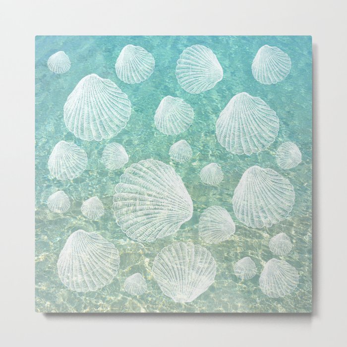 Sea Shells and Clear Ocean Water Metal Print