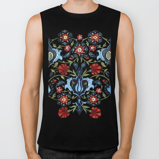 Tile with Carnations Biker Tank