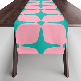Colorful Mid Century Modern Star Pattern 950 Pink and Turquoise Table Runner