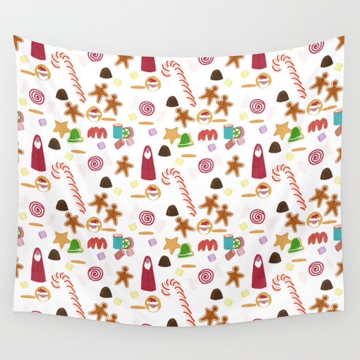 Christmas Sweeties Candies, Peppermints, Candy Canes and Chocolates Wall Tapestry