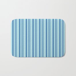 [ Thumbnail: Blue and Powder Blue Colored Striped Pattern Bath Mat ]