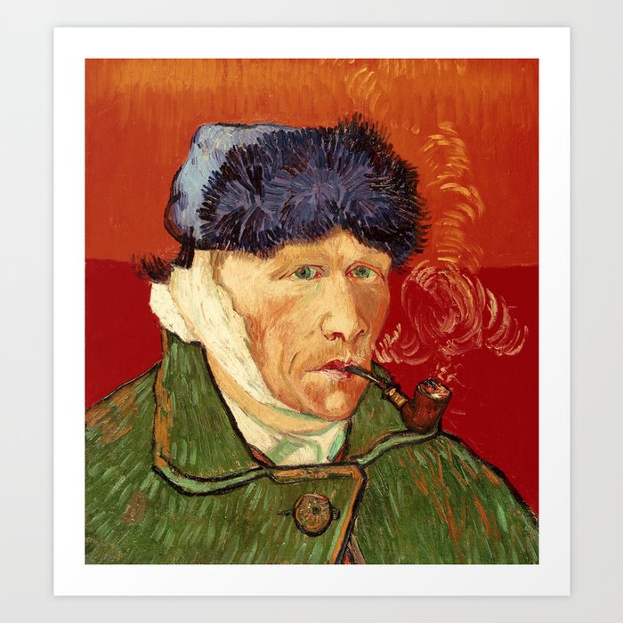 Vincent van Gogh Self-portrait with Bandaged Ear and Pipe Art Print