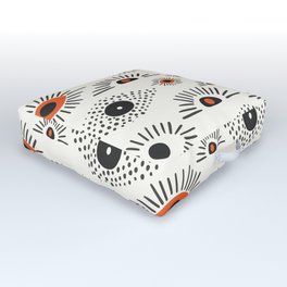 Modern Evil Eye Pattern - Black and Orange Outdoor Floor Cushion