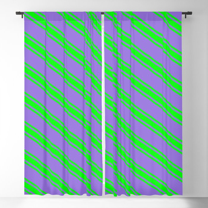 Purple and Lime Colored Lines Pattern Blackout Curtain