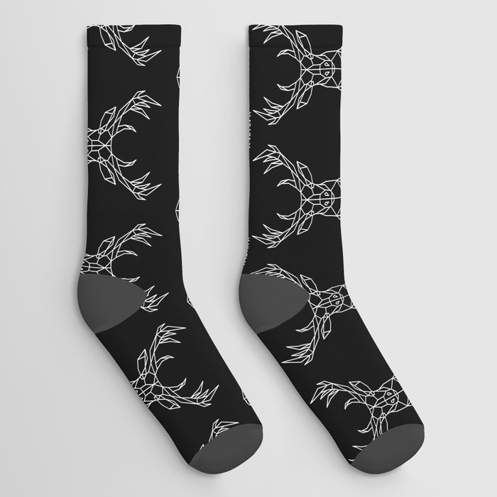 Deer Line Minimalist - Reindeer Geometric Animal Pattern Socks