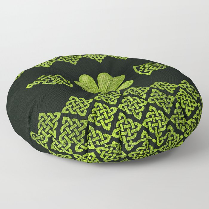 Irish Shamrock Four-leaf clover with celtic decor Floor Pillow